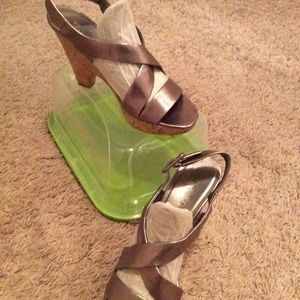 Franco Sarto Metallic Cork Wedges